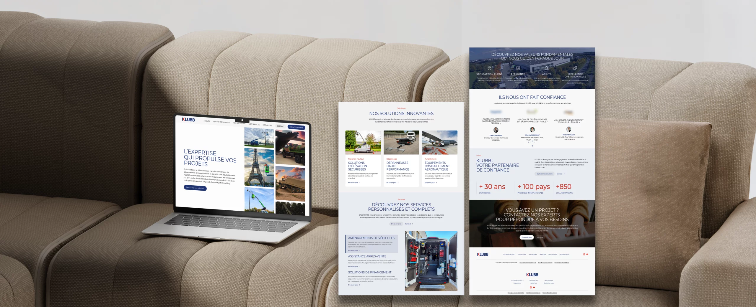 Maquette site internet — Rebranding industriel, Studio Nyamh
