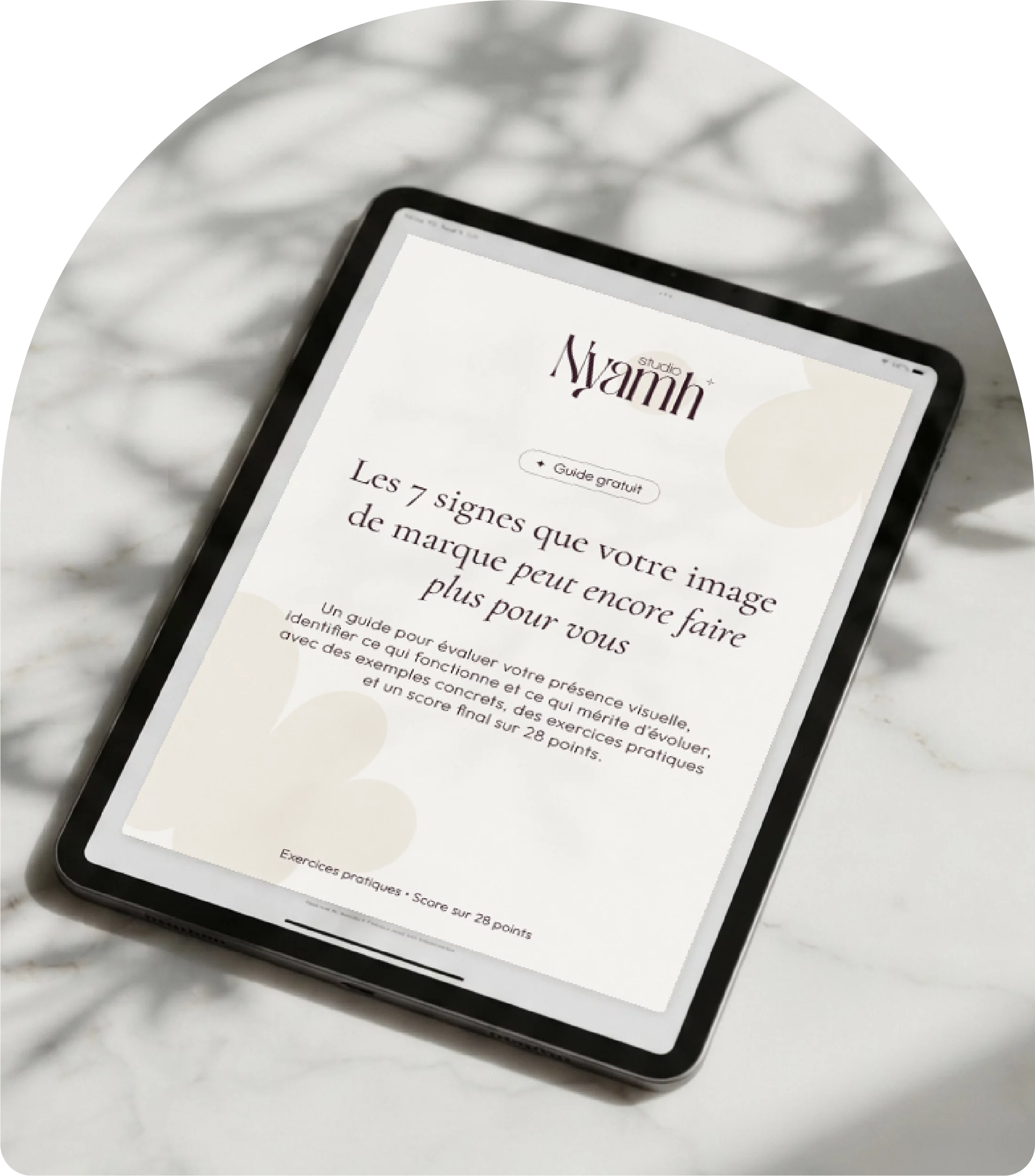 Aperçu du guide gratuit Studio Nyamh sur tablette